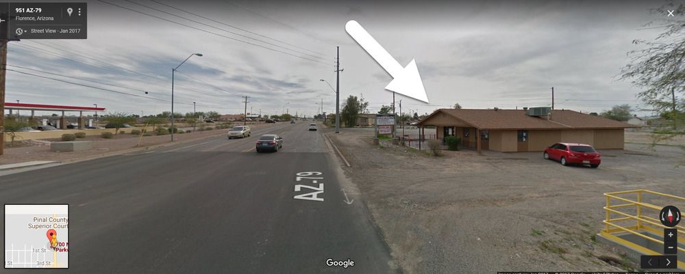 HARD CORNER for Fast Food / C-Store - Gas station / Corner of Hwy 79 / 1st Street / Diversion Dam Rd.: 700 N Pinal Parkway Ave, Florence, AZ 85132